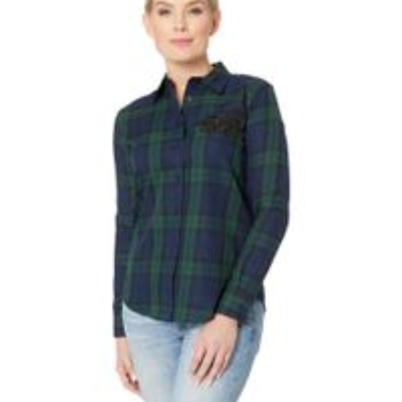 Ralph Lauren Tops - Ralph Lauren Tartan Plaid Button Down w/ Applique